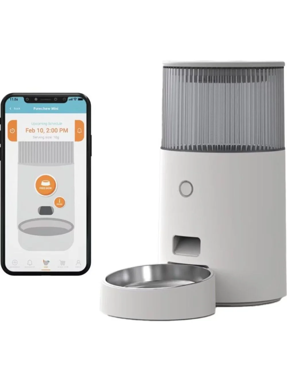NEW Mini Automatic Stainless Steel Smart Pet Feeder, 94-oz PureChew Mini